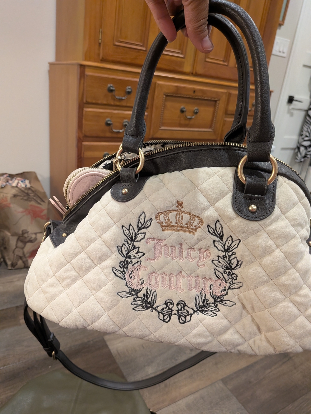 Juicy Couture Royal Moment Bowler Bag Satchel EUC Pink Clay